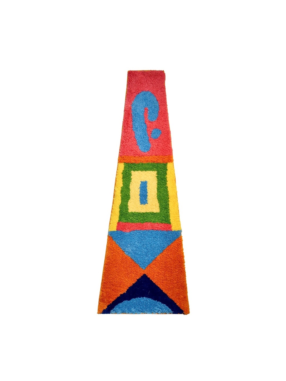 Colorful Geometric Runner Rug - Blue, Orange, Red, Yellow, Green (Handmade)
